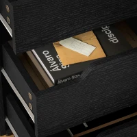 HOMCOM 3 Drawer File Cabinet, Vertical Filing Cabinet with Wheels, Mobile Printer Stand with Storage for Home Office, Black(m-10)