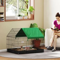 PawHut Metal Outdoor Small Animal Cage for Rabbits and Cats, Black(m-1)