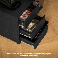 HOMCOM 3 Drawer File Cabinet, Vertical Filing Cabinet with Wheels, Mobile Printer Stand with Storage for Home Office, Black(m-7)