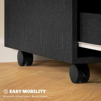 HOMCOM 3 Drawer File Cabinet, Vertical Filing Cabinet with Wheels, Mobile Printer Stand with Storage for Home Office, Black(m-6)