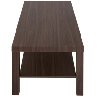 HOMCOM 2 Tier Coffee Table with Storage Shelf, Rectangular Center Table for Living Room, Home Office Furniture Walnut(m-11)
