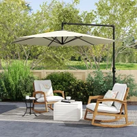 Outsunny 9.5FT Offset Patio Umbrella with Crank, Cross Base, Round Hanging Cantilever Umbrella for Pool, Backyard, Deck, Garden(m-7)