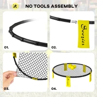 Soozier Spike Ball Game Set, Mini Beach Games Set w/ Roundnet, 3 Balls, Pump, Carrying Bag, Portable Outdoor Games for Families(m-6)