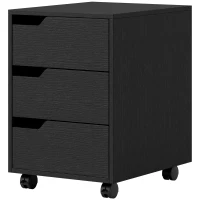 HOMCOM 3 Drawer File Cabinet, Vertical Filing Cabinet with Wheels, Mobile Printer Stand with Storage for Home Office, Black(m-11)