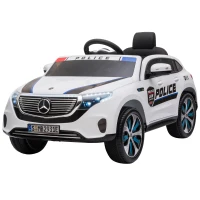 Aosom Licensed BENZ EQ Kids Electric Ride On Car, 12V 7AH Battery-powered Kids Police Car Toy with Parental Remote Control Music Lights Suspension Wheels for 3-5 Years Old White(m-2)