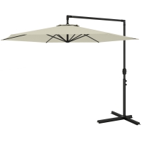 Outsunny 9.5FT Cantilever Patio Umbrella, Crank & Cross Base