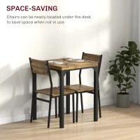 HOMCOM Dining Table Set for 2, 3 Piece Kitchen Table and Chairs with Metal Legs for Small Spaces, Rustic Brown(m-4)