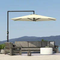 Outsunny 9.5FT Offset Patio Umbrella with Crank, Cross Base, Round Hanging Cantilever Umbrella for Pool, Backyard, Deck, Garden(m-9)