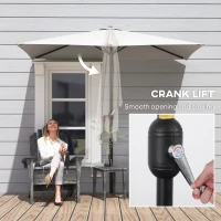 Outsunny 8ft Half Umbrella Outdoor Balcony Parasol Patio Garden Outdoor Window Sun Shade w/ 5 Ribs, Cream White(m-9)