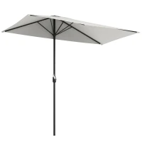 Outsunny 8ft Half Umbrella Outdoor Balcony Parasol Patio Garden Outdoor Window Sun Shade w/ 5 Ribs, Cream White(m-2)