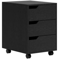 HOMCOM 3 Drawer File Cabinet, Vertical Filing Cabinet with Wheels, Mobile Printer Stand with Storage for Home Office, Black(m-2)