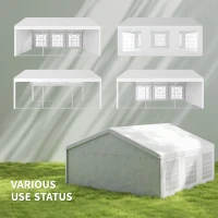 Outsunny 20'x20' Heavy Duty Large Party Tent & Carport with Removable Sidewalls, Windows, Portable Garage Canopy Tent, Sun Shade Shelter for Parties Wedding Outdoor Events, White(m-4)