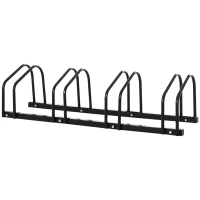 Soozier 4-Bike Bicycle Floor Parking Rack Cycling Storage Stand Garage Organizer for Indoor and Outdoor Use Black(m-2)