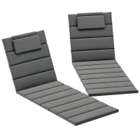 Outsunny Foldable Chaise Lounge Cushion Set of 2, Outdoor Lounge Chair Cushion Set, UPF50+ 230gsm Olefin, 80" x 26" Dark Gray(m-11)