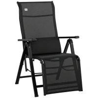 Outsunny Outdoor Recliner Lounge Chair with Adjustable Backrest, Cushion, Black(m-11)