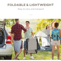 Outsunny Outdoor Folding Lounge Chair, 4-Level Adjustable Chaise Lounge with Headrest, Tanning Chair Beach Bed, Reclining Lounger Cot for Camping, Hiking, Backyard, Cream(m-6)