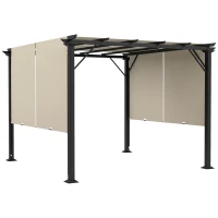 Outsunny 10' x 10' Retractable Pergola with Sun Shade Canopy, for Backyard, Garden, Patio, Deck, Beige(m-11)