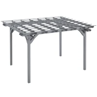 Outsunny 12' x 10' Wooden Pergola, Outdoor Grape Gazebo for Garden, Patio, Backyard, Deck, Gray(m-11)