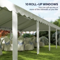 Outsunny 16.5' x 33' Large Party Tent, Heavy Duty Outdoor Canopy Tent with Removable Sidewalls, 10 Windows, White(m-5)