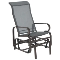 Outsunny Patio Glider with Breathable Mesh Fabric, Outdoor Glider Chair, Garden Rocking Gliding Seat for Patio, Yard, Porch, Brown/Grey(m-2)