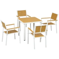 Outsunny 5pc Patio Table and Chairs Set, Aluminum Patio Dining Set w/ HDPE Materials, Umbrella Hole, Yellow(m-11)