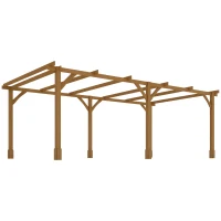 Outsunny 20' x 10' Wood Pergola, Outdoor Gazebo Grape Trellis with Stable Structure for Climbing Plant Support, Dark Brown(m-11)