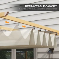 Outsunny 10' x 13' Retractable Pergola Canopy, Aluminum Pergola Sun Shade Shelter for Garden, Patio, Backyard, Deck, Cream(m-4)