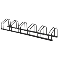 HOMCOM 6-Bike Bicycle Floor Parking Rack Cycling Storage Stand Ground Mount Garage Organizer for Indoor and Outdoor Use Black(m-2)