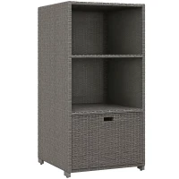 Outsunny PE Rattan Pool Towel Rack with 2 Storage Shelves Basket Mixed gray(m-11)