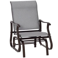 Outsunny Outdoor Glider Chair, Patio Glider with Steel Frame and Mesh Fabric, Garden Chair for Backyard, Garden, and Porch, Grey(m-11)