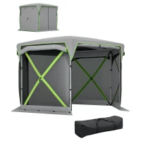 Outsunny 11 x 11ft Pop Up Camping Gazebo, Screen Tent House with Removable Roof Cover, Roll-up Wind Panels for Camping, Backyard(m-11)