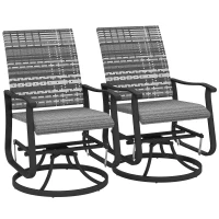 Outsunny Wicker Rattan Swivel Patio Glider Chair Set of 2, Outdoor Glider Chair with Steel Frame, High Back, Gray(m-11)