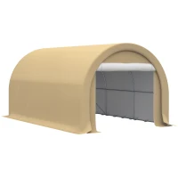 Outsunny 10' x 16' Heavy Duty Portable Carport Tent with Zippered Door, PE Cover for Car, Boat, Motorcycle, Bike, Beige(m-11)