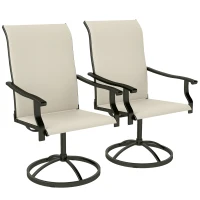 Outsunny Patio Swivel Chairs Set of 2, High Back Patio Dining Chairs with All-Weather Mesh for Backyard, Lawn, Garden, Beige(m-11)