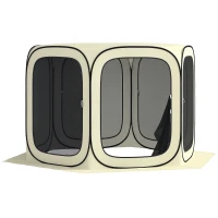 Outsunny 11 x 11ft Pop Up Screen Tent, UPF50+ Portable Camping Gazebo Screen House with Carry Bag, Beige(m-11)