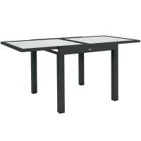 Outsunny Extendable Patio Dining Table, Tempered Glass Aluminum Outdoor Table for Garden Lawn Backyard, Clear(m-11)