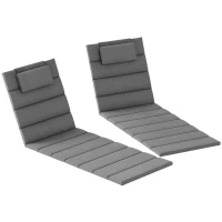 Outsunny Foldable Chaise Lounge Cushion Set of 2, Outdoor Lounge Chair Cushion Set, UPF50+ 230gsm Olefin, 80" x 26" Charcoal Gray(m-11)