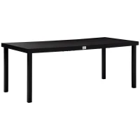 Outsunny Patio Dining Table for 8, Rectangular Aluminum Outdoor Table for Garden Lawn Backyard, Black(m-11)