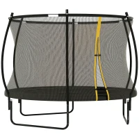 Soozier 8ft Outdoor Trampoline with Net Enclosure, Curved Poles and Safety Pad, ASTM Approved, Black(m-11)