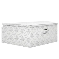 HOMCOM 39" Trapezoid Truck Tool Box Heavy Duty Aluminum Trailer Tongue Box with Lock and Keys for Pick Up Truck RV Trailer(m-11)