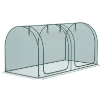 Outsunny 8' x 4' Crop Cage, Plant Protection Tent with Two Zippered Doors, Storage Bag and 4 Ground Stakes, for Garden, Yard, Lawn, Green(m-1)
