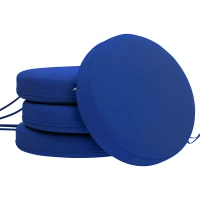 Outsunny Patio Chair Cushions Set of 4 Round Seat Cushions for Dining Bistro Chairs Machine Washable, 15" x 15" x 3", Navy Blue(m-11)