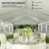 Outsunny 16.5' x 33' Large Party Tent, Heavy Duty Outdoor Canopy Tent with Removable Sidewalls, 10 Windows, White(m-7)