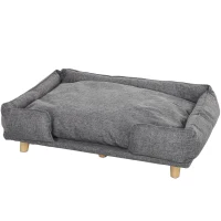 PawHut Washable Dog Sofa for Large Dogs, Elevated Pet Couch with Anti-slip Foot Pads, Dark Grey(m-2)