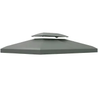 Outsunny 13' x 10' Gazebo Replacement Canopy 2 Tier Top UV Cover Pavilion Garden Patio Outdoor, Deep Grey (TOP ONLY)(m-2)