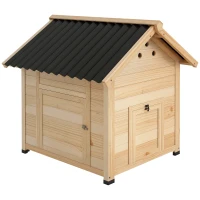 PawHut Duck Coop, Wooden Duck House with Openable Roof & Double Doors, Natural Wood(m-11)