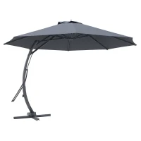 Outsunny 11FT Patio Umbrella, Cantilever Umbrella with 8 Ribs, 360° Rotation, Easy Adjustment for Garden, Deck, UPF 50+, Grey(m-11)