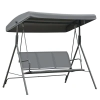 Outsunny 3-Seater Swing Chair Covered Garden Hammock A-Frame Outdoor Porch Glider Sling Seat with Adjustable Canopy Cover, Grey(m-2)