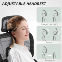 HOMCOM Mesh Office Chair with 3D Armrest, High Back Desk Chair with Lumbar Support, 135° Reclining, Adjustable Headrest, Black(m-10)