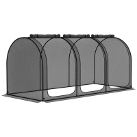 Outsunny 9' x 4' Crop Cage, Plant Protection Tent with Three Zippered Doors, Steel Frame, Storage Bag and 4 Ground Stakes, for Garden, Yard, Lawn, Black